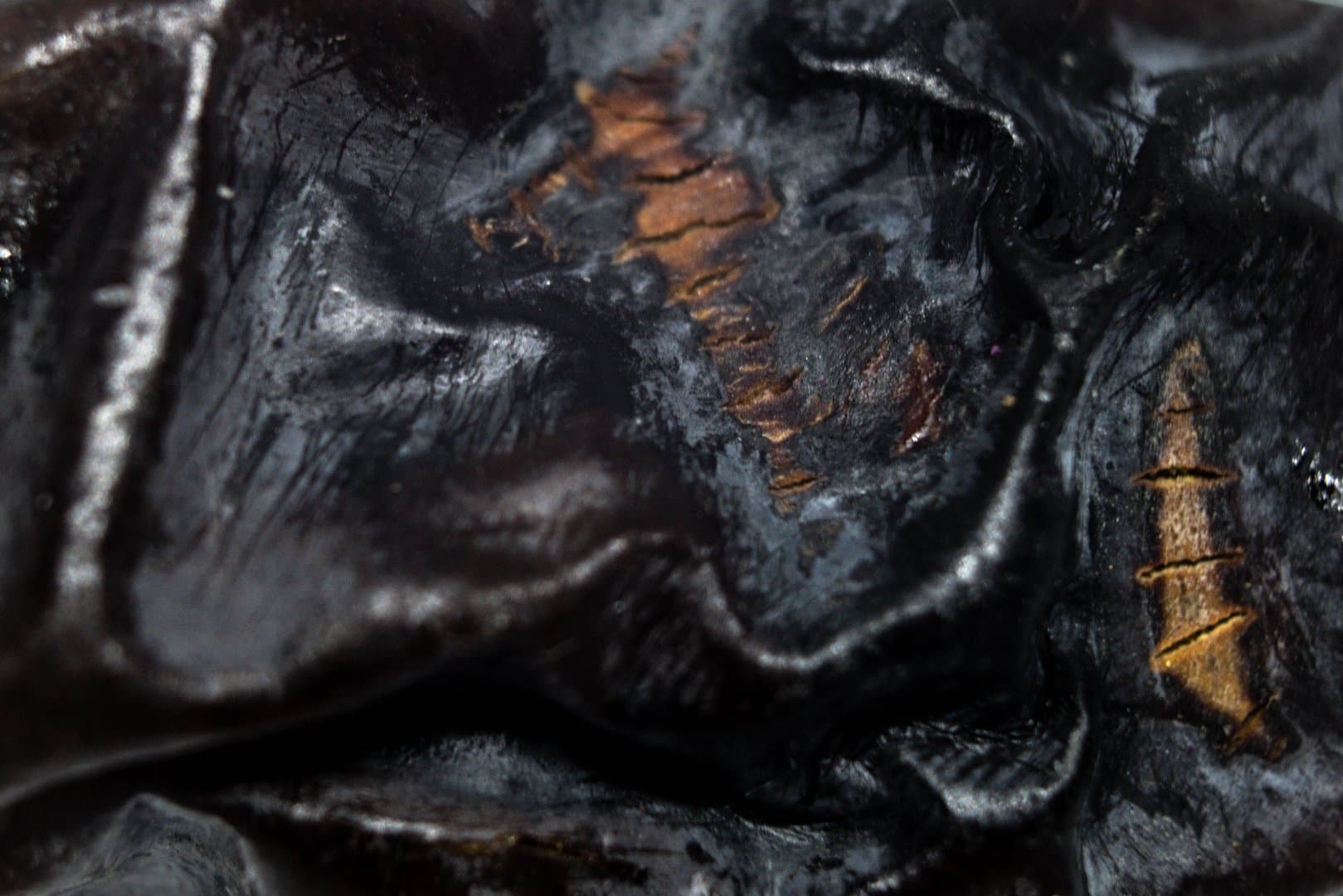 Glowing embers in close-up