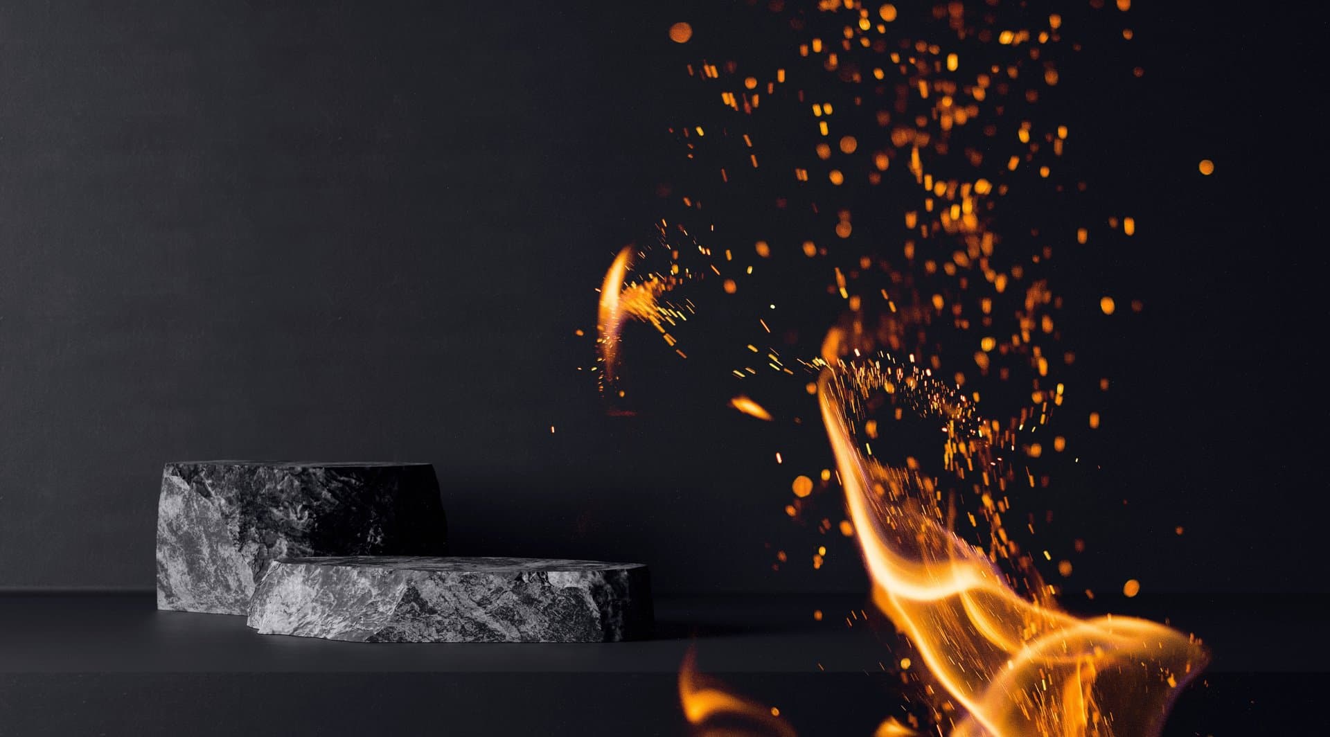 Flame moving across sauna stones